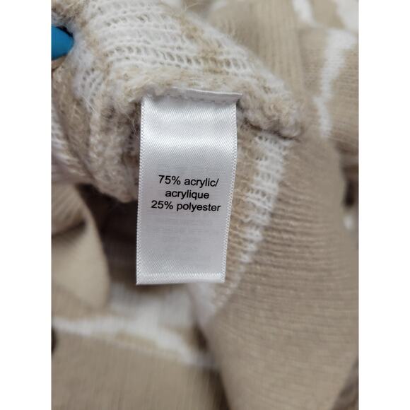 Maurices Beige White Zebra Animal Print Stripe Crewneck Sweater XL Pullover - Picture 2 of 4